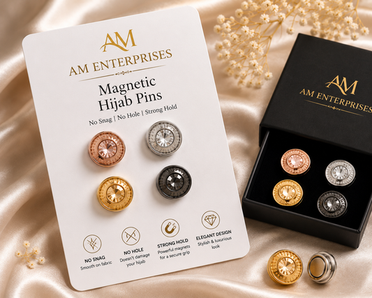 Magnetic Hijab Pins No-Pierce Scarf Brooch Set, Strong Hold Anti-Snag Magnet Clips for Hijab, Shawl & Scarves, Rustproof Metal |