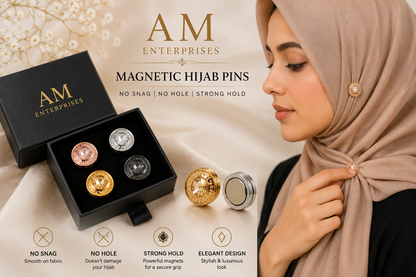 Magnetic Hijab Pins No-Pierce Scarf Brooch Set, Strong Hold Anti-Snag Magnet Clips for Hijab, Shawl & Scarves, Rustproof Metal |