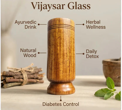 Ayurvedic Vijaysar Wood Glass – Natural Sugar Balance Tumbler 🩺