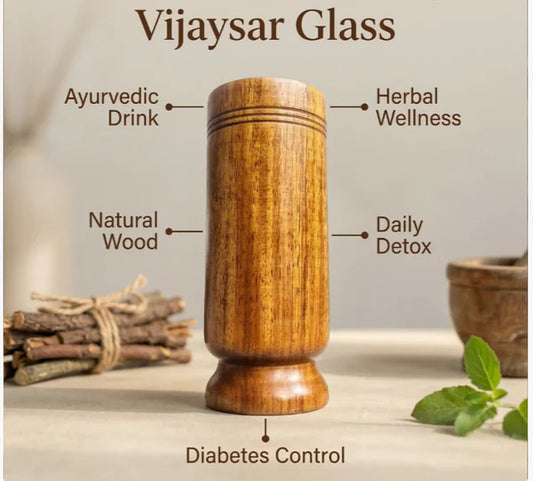 Ayurvedic Vijaysar Wood Glass – Natural Sugar Balance Tumbler 🩺