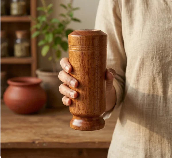 Ayurvedic Vijaysar Wood Glass – Natural Sugar Balance Tumbler 🩺
